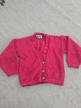 Vintage Made In Usa Cotton Button-Front Cardigan Western Tone On Tone Texture